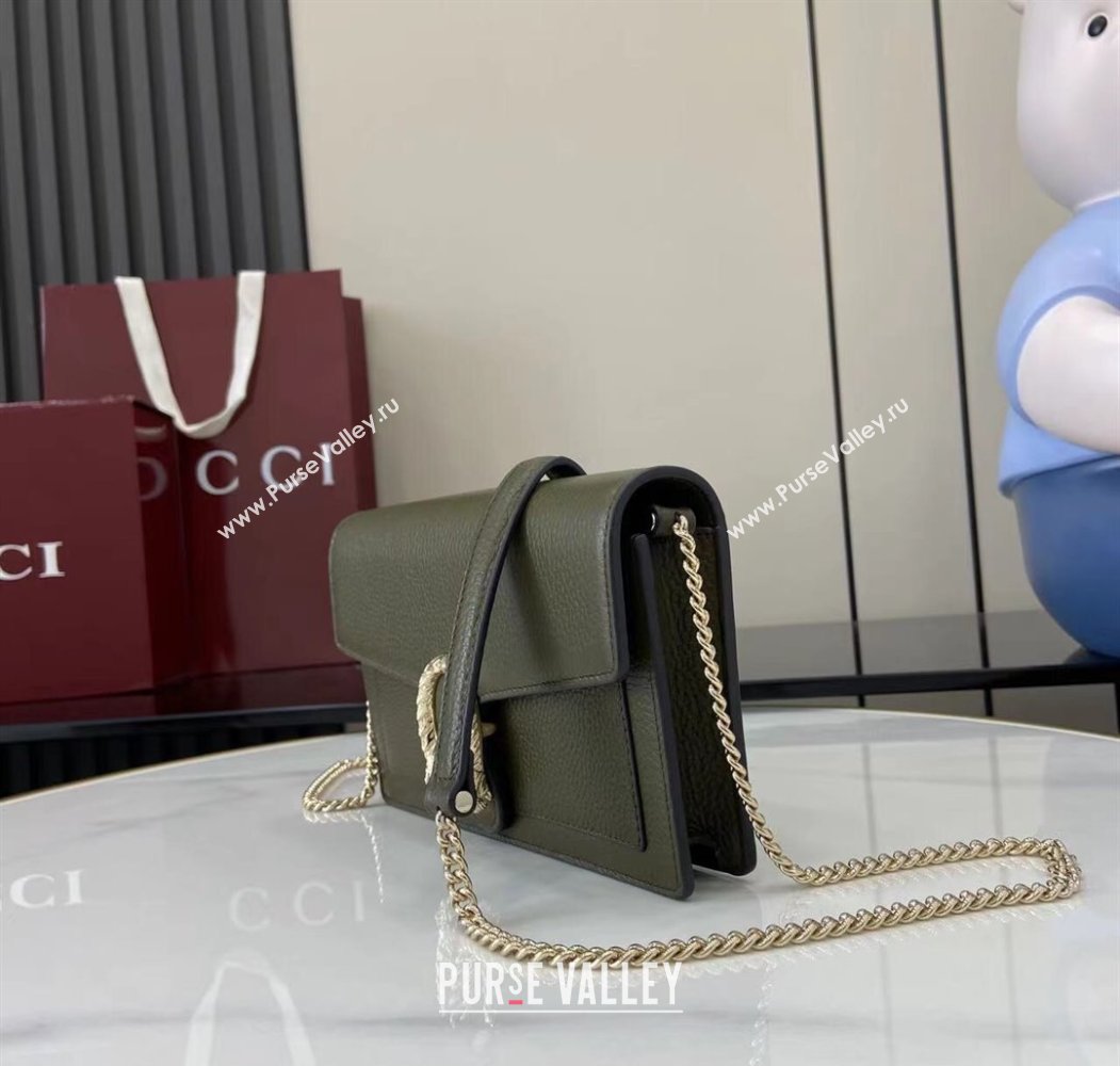 Gucci Dionysus wallet on chain in grainy leather Forest Green 2025 837373 (XLU-250807078)