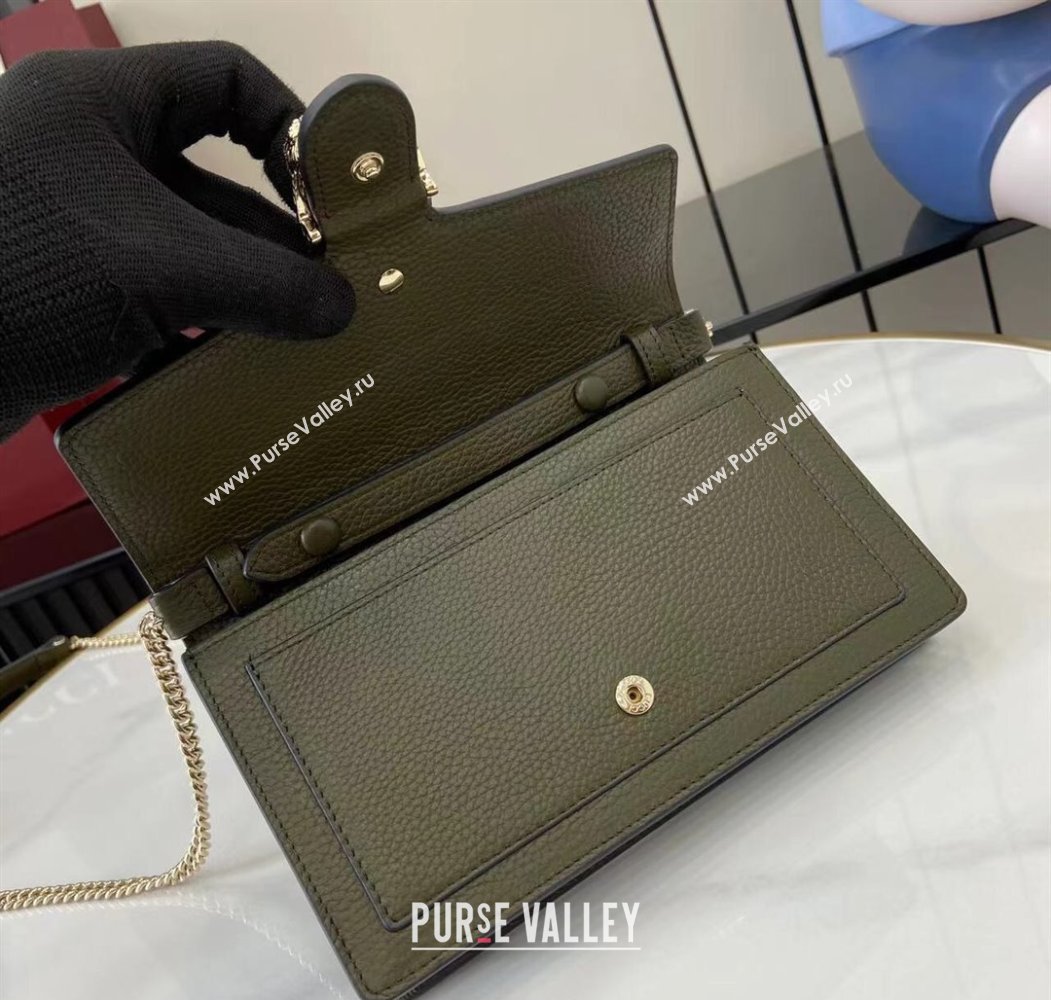 Gucci Dionysus wallet on chain in grainy leather Forest Green 2025 837373 (XLU-250807078)