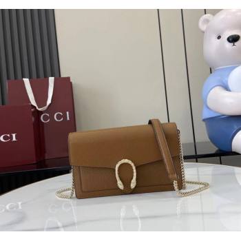 Gucci Dionysus wallet on chain in grainy leather Brown 2025 837373 (XLU-250807080)