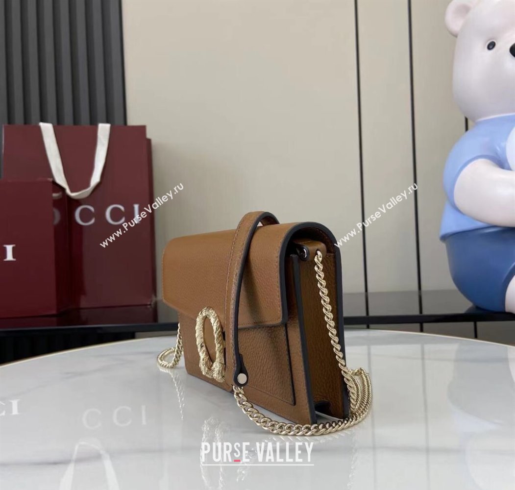 Gucci Dionysus wallet on chain in grainy leather Brown 2025 837373 (XLU-250807080)