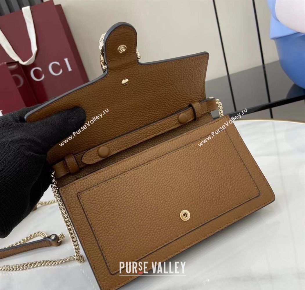 Gucci Dionysus wallet on chain in grainy leather Brown 2025 837373 (XLU-250807080)