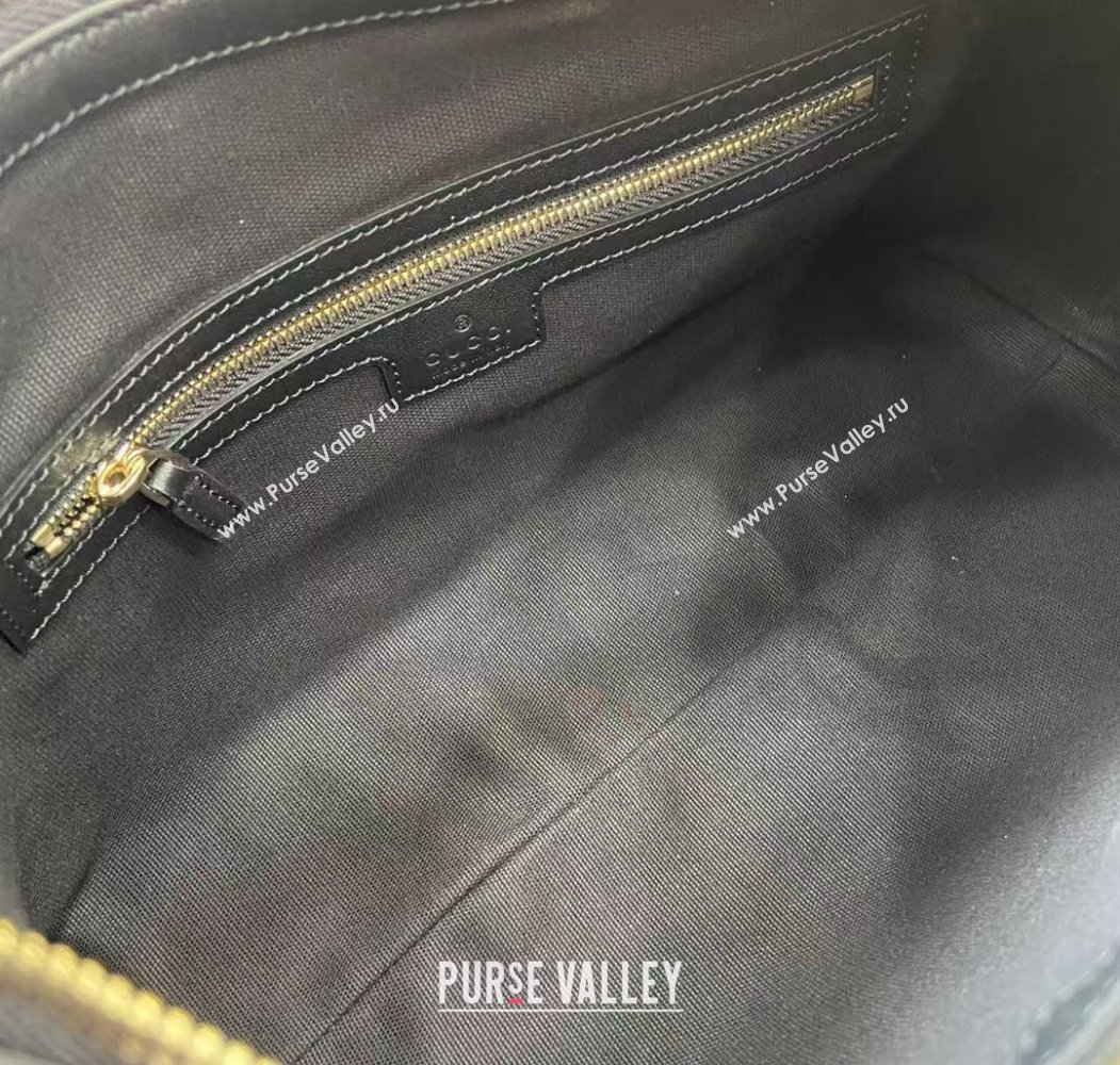 Gucci GG Emblem Leather Medium Shoulder Bag Black 2025 847449 (XLU-250807060)