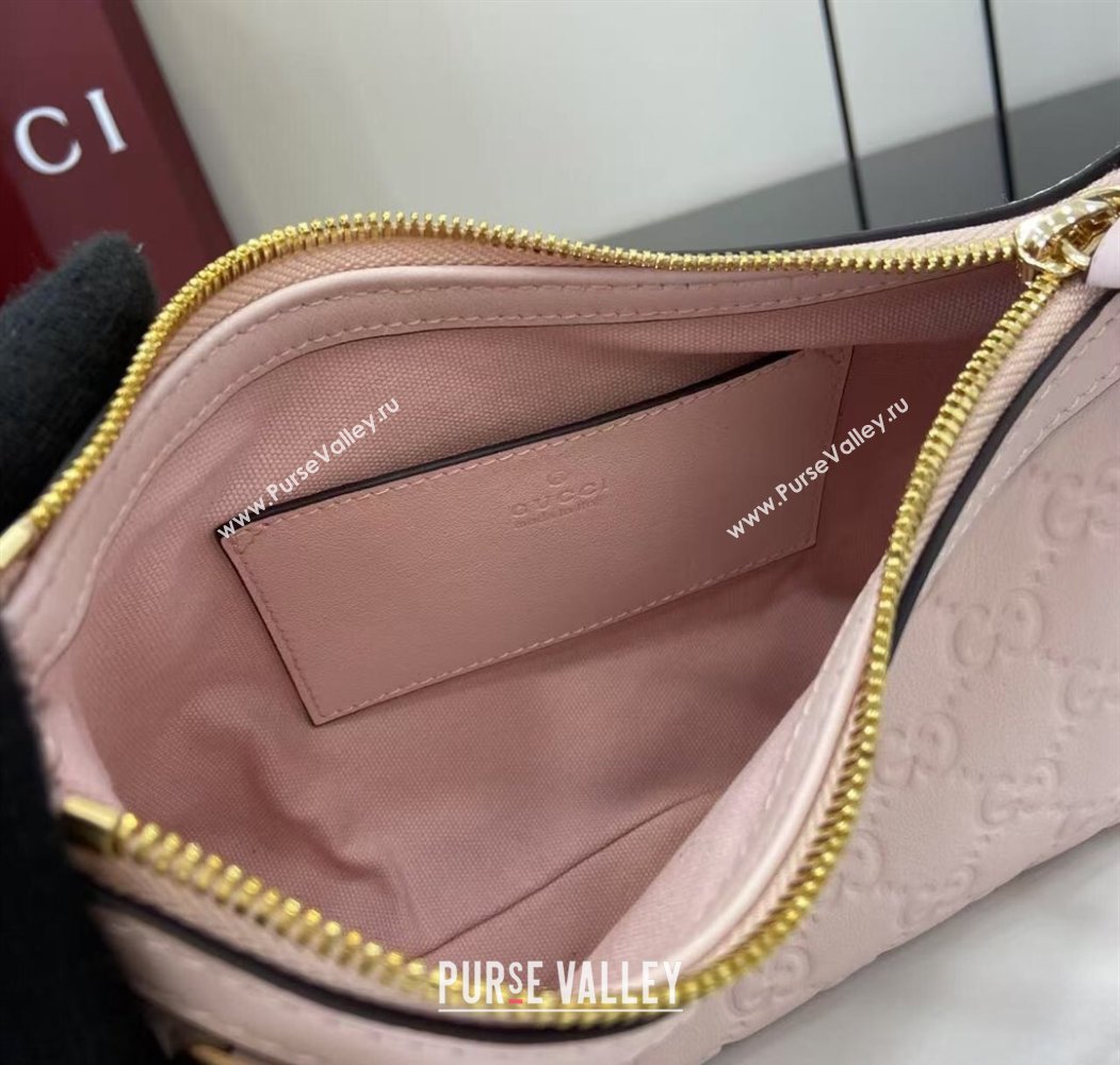 Gucci GG Emblem Leather Small Shoulder Bag Light Pink 2025 847450 (XLU-250807062)