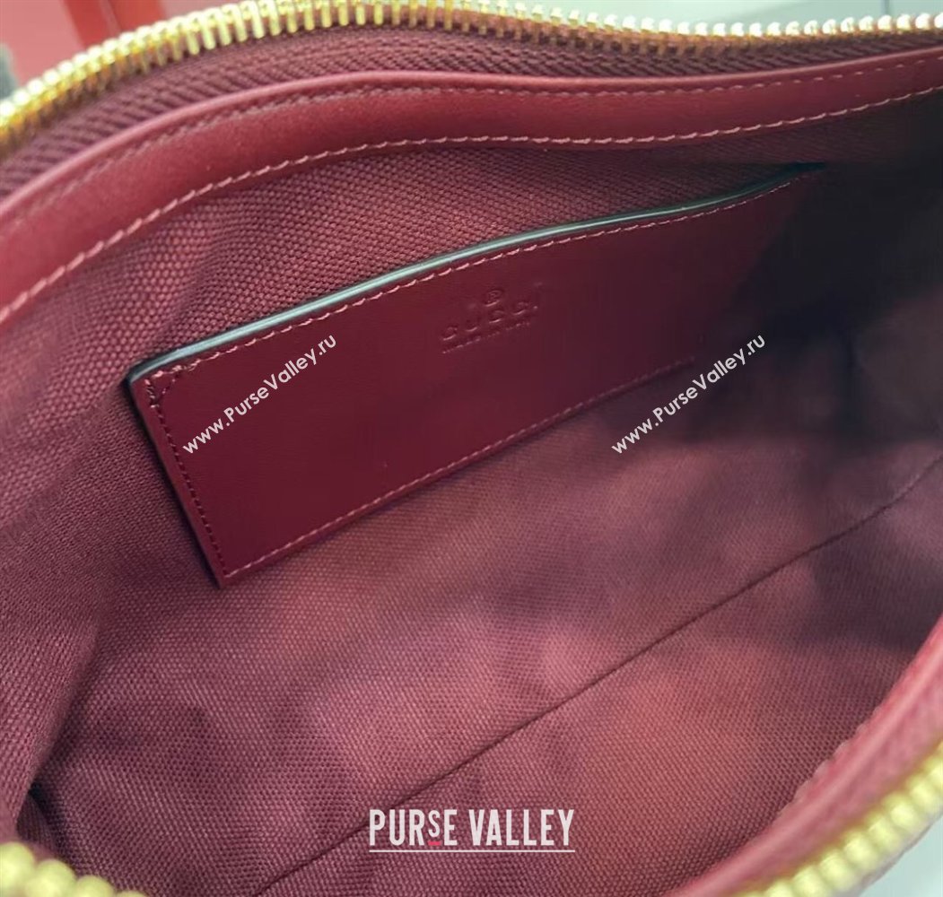 Gucci GG Emblem Leather Small Shoulder Bag Ancora Red 2025 847450 (XLU-250807063)