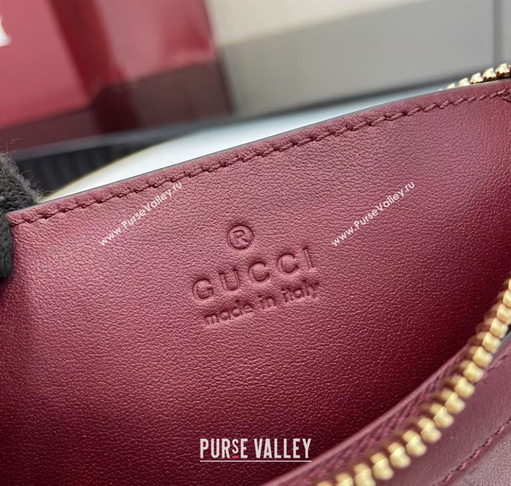 Gucci GG Emblem Leather Small Shoulder Bag Ancora Red 2025 847450 (XLU-250807063)