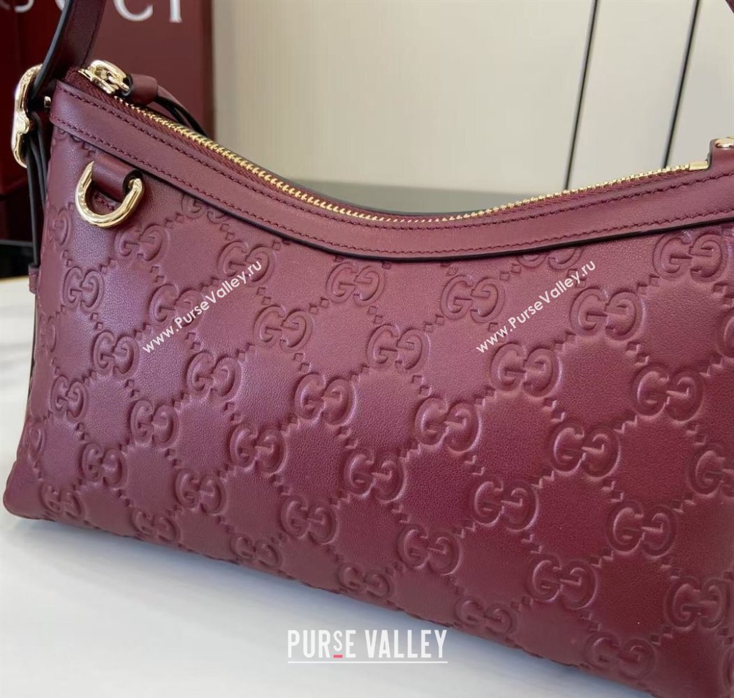 Gucci GG Emblem Leather Small Shoulder Bag Ancora Red 2025 847450 (XLU-250807063)