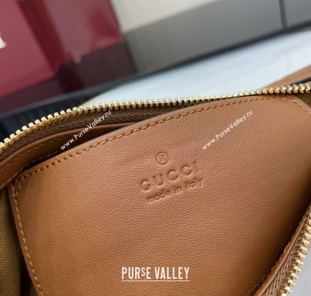 Gucci GG Emblem Leather Small Shoulder Bag Brown 2025 847450 (XLU-250807064)