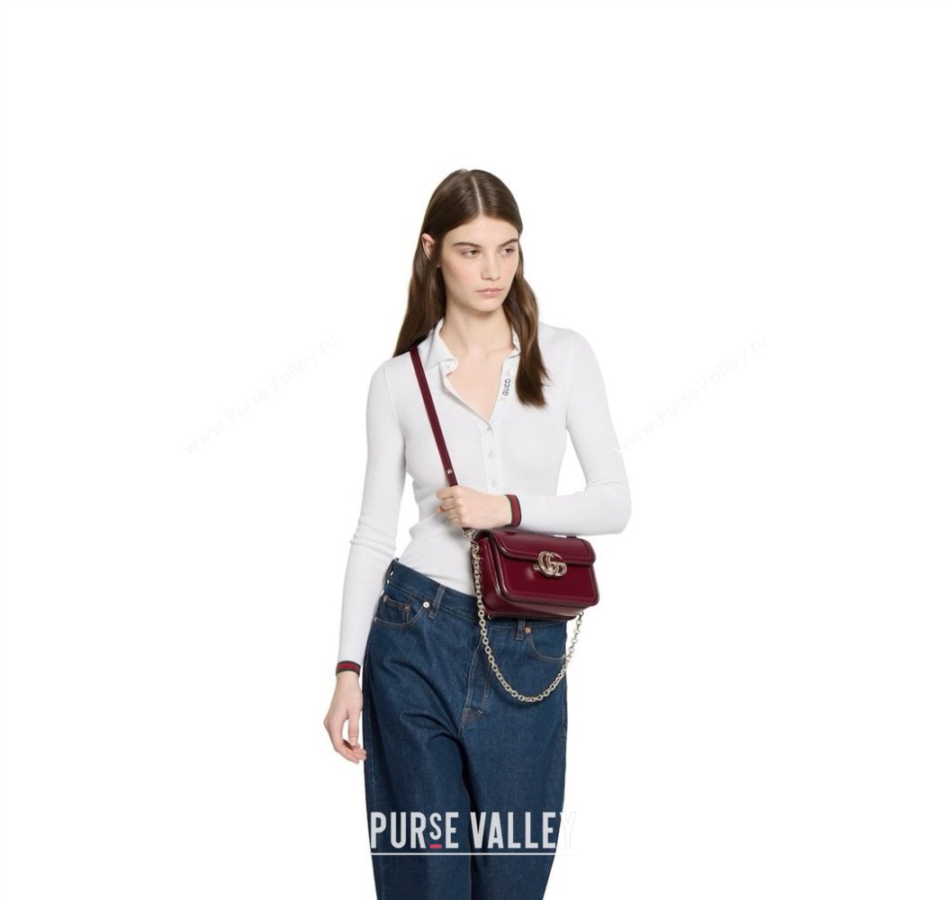 Gucci Go Leather small shoulder bag Ancora Red 2025 826761 (DLH-250808063)