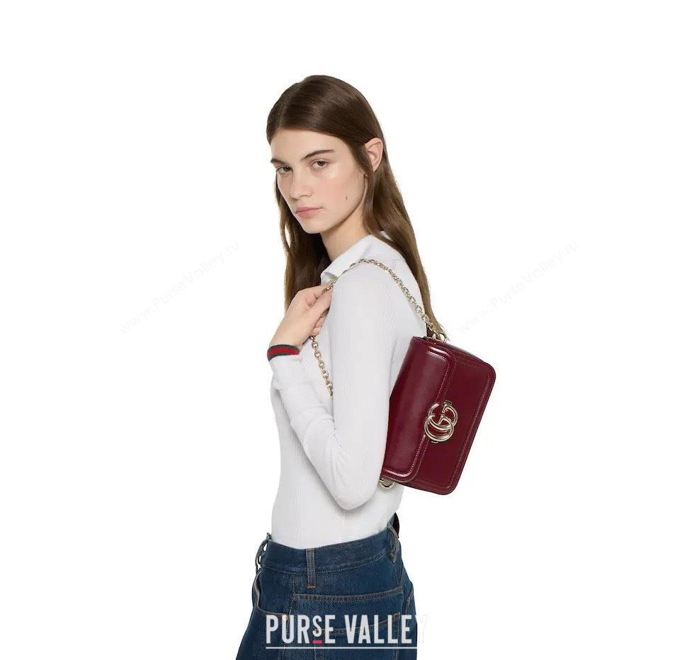 Gucci Go Leather small shoulder bag Ancora Red 2025 826761 (DLH-250808063)