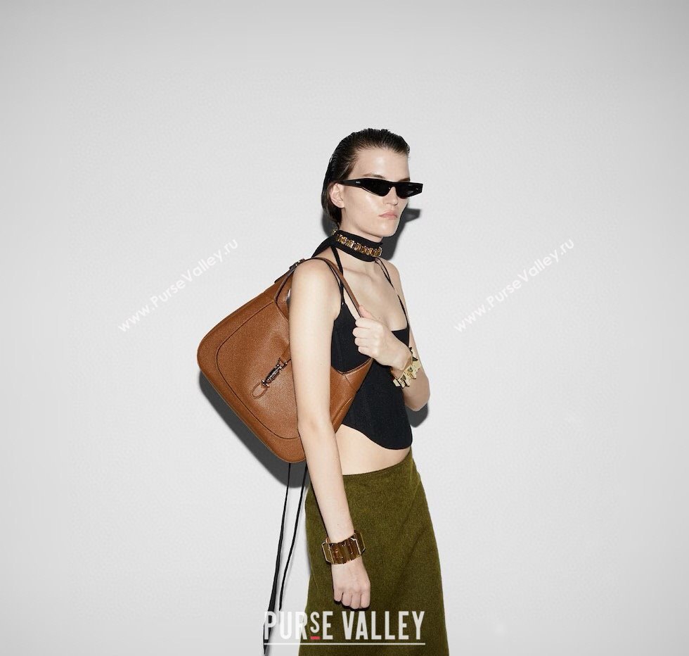 Gucci Jackie 1961 Leather large crossbody bag Brown 2025 810229 (DLH-250808075)