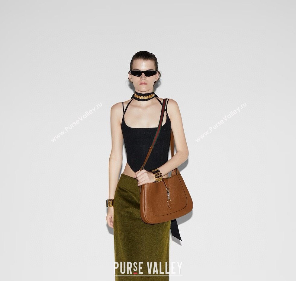 Gucci Jackie 1961 Leather large crossbody bag Brown 2025 810229 (DLH-250808075)