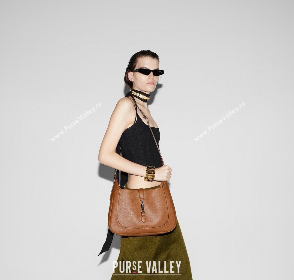 Gucci Jackie 1961 Leather large crossbody bag Brown 2025 810229 (DLH-250808075)