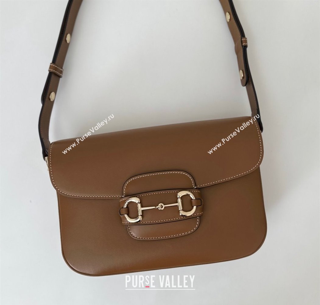 Gucci Horsebit 1955 Leather Soft Small Shoulder Bag Brown 2025 815178 (DLH-250808052)