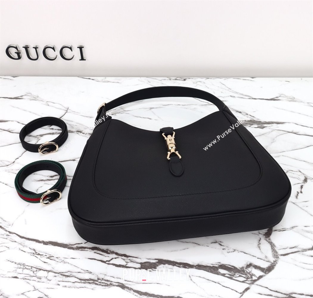 Gucci Jackie 1961 Leather large crossbody bag Black 2025 810229 (DLH-250808074)
