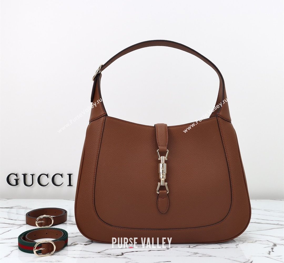 Gucci Jackie 1961 Leather large crossbody bag Brown 2025 810229 (DLH-250808075)