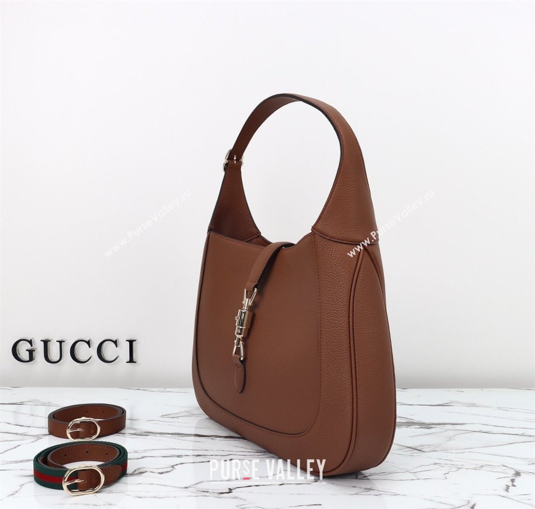 Gucci Jackie 1961 Leather large crossbody bag Brown 2025 810229 (DLH-250808075)