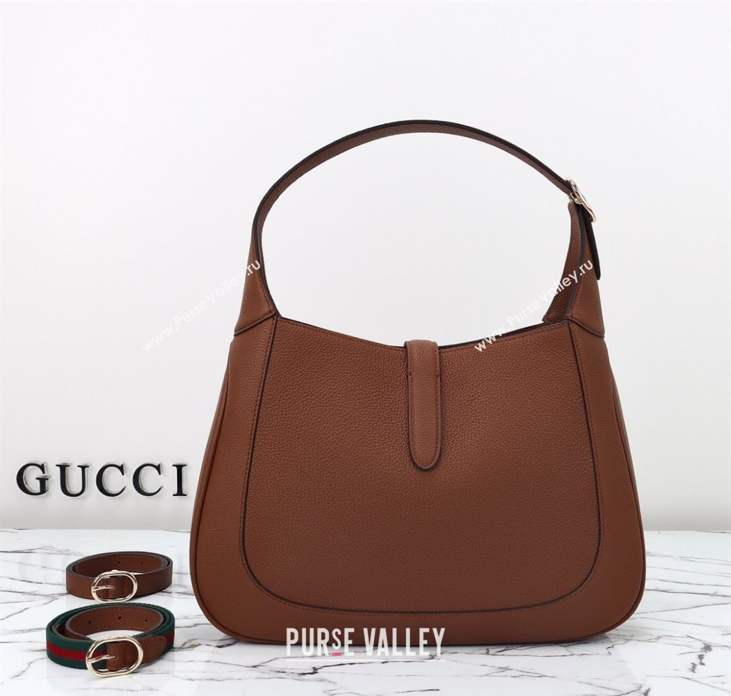 Gucci Jackie 1961 Leather large crossbody bag Brown 2025 810229 (DLH-250808075)