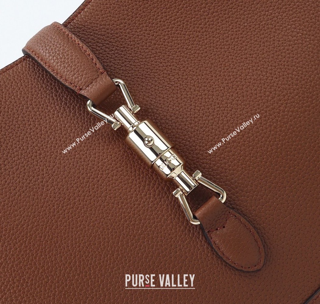 Gucci Jackie 1961 Leather large crossbody bag Brown 2025 810229 (DLH-250808075)