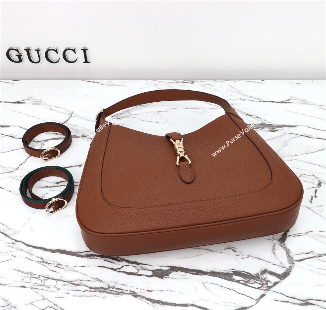 Gucci Jackie 1961 Leather large crossbody bag Brown 2025 810229 (DLH-250808075)