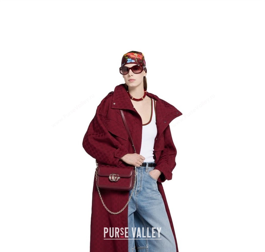 Gucci Go GG Canvas small shoulder bag Ancora Red 2025 826761 (DLH-250808066)