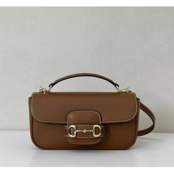 Gucci Horsebit 1955 Leather Small Top Handle Bag Brown 815206 2025 (DLH-250808051)