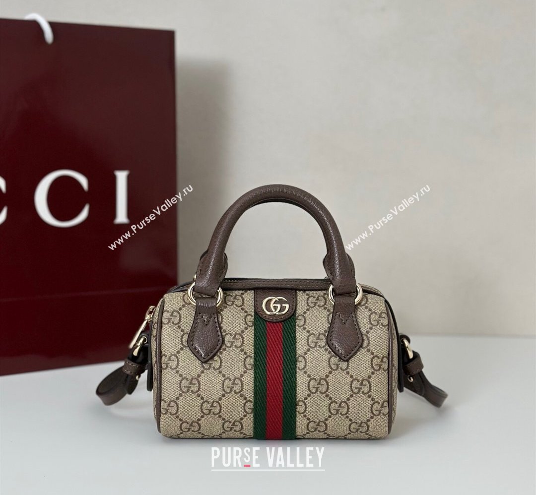 Gucci Ophidia GG Canvas mini boston bag Brown 2025 838478 (DLH-250808053)