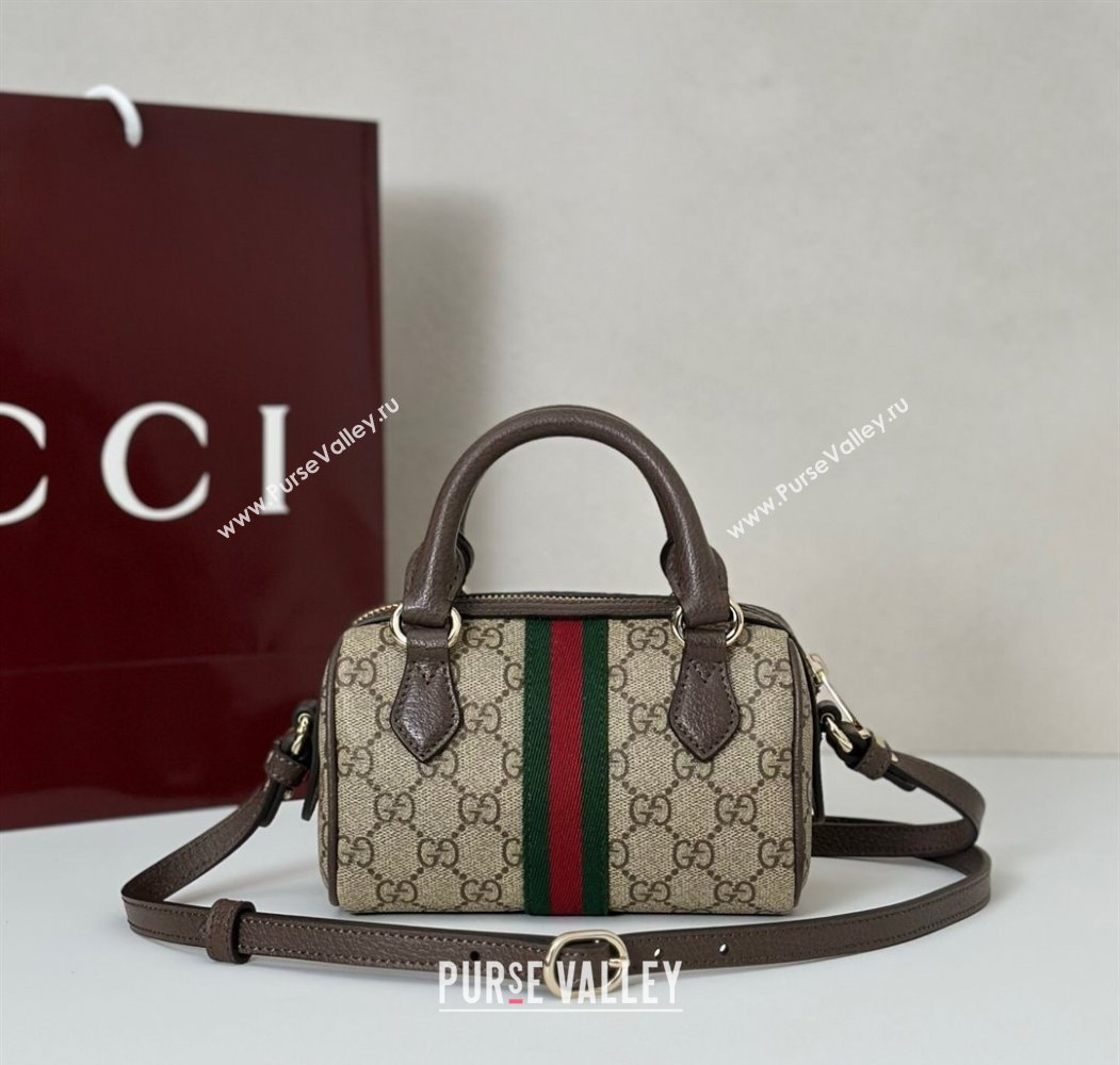 Gucci Ophidia GG Canvas mini boston bag Brown 2025 838478 (DLH-250808053)