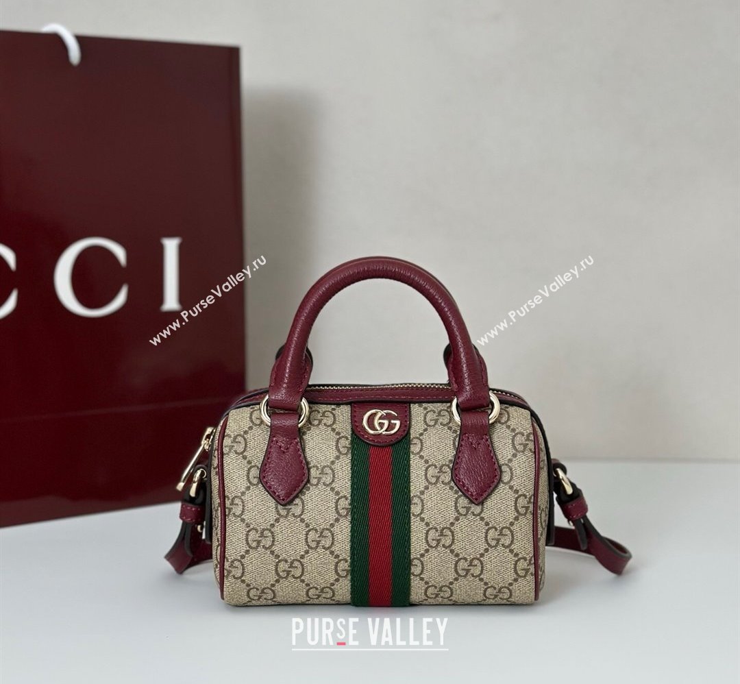 Gucci Ophidia GG Canvas mini boston bag Ancora Red 2025 838478 (DLH-250808054)