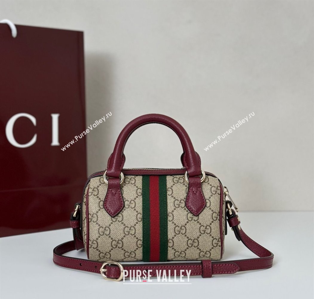 Gucci Ophidia GG Canvas mini boston bag Ancora Red 2025 838478 (DLH-250808054)
