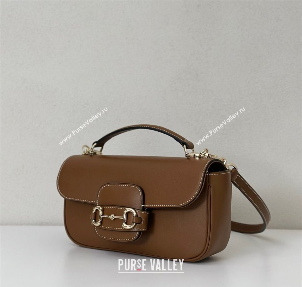 Gucci Horsebit 1955 Leather Small Top Handle Bag Brown 815206 2025 (DLH-250808051)