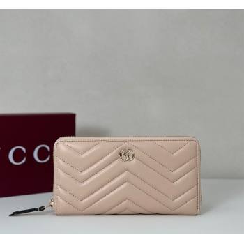 Gucci GG Marmont Leather zip around wallet Light Pink 2025 837758 (DLH-250808104)