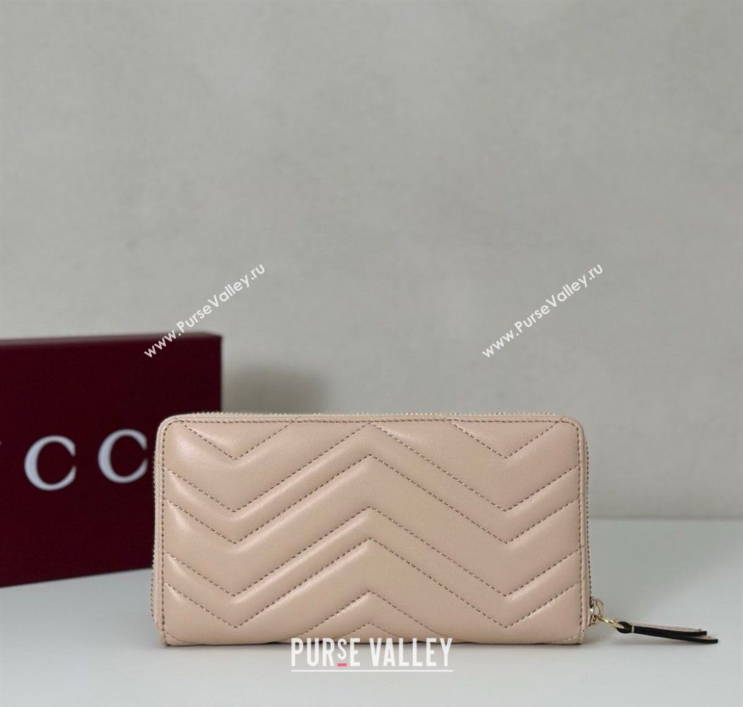 Gucci GG Marmont Leather zip around wallet Light Pink 2025 837758 (DLH-250808104)