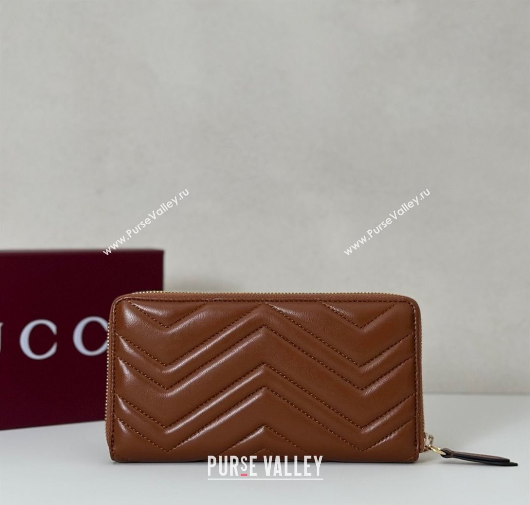 Gucci GG Marmont Leather zip around wallet Brown 2025 837758 (DLH-250808105)