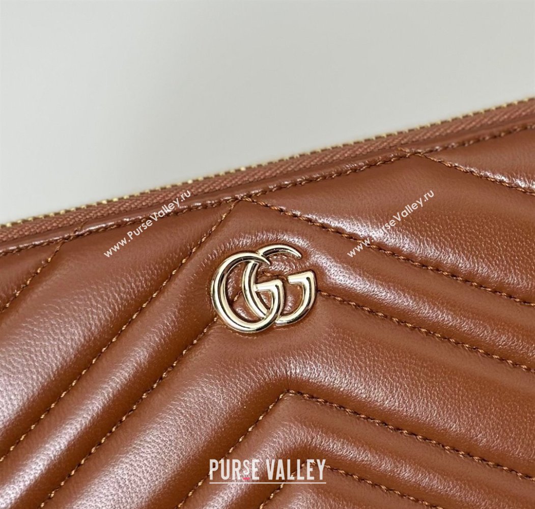Gucci GG Marmont Leather zip around wallet Brown 2025 837758 (DLH-250808105)