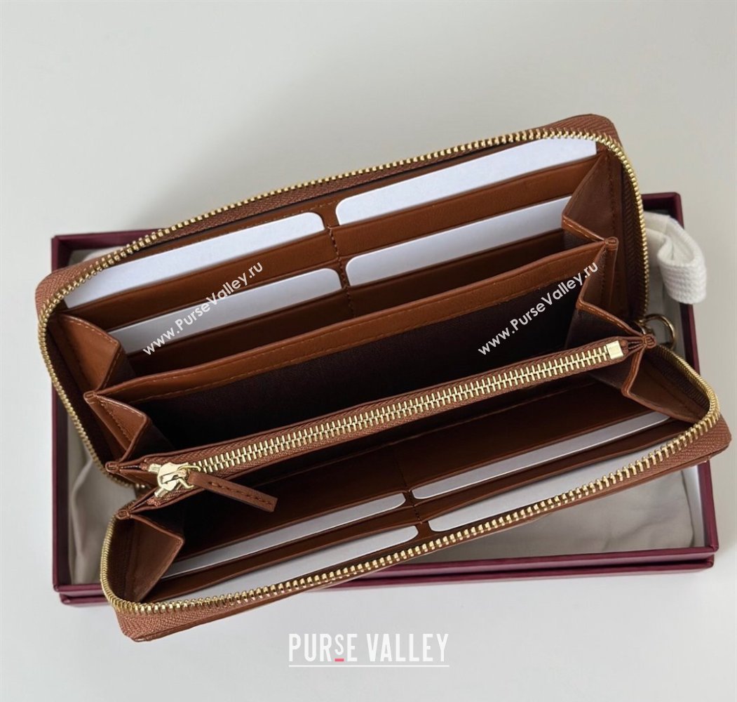 Gucci GG Marmont Leather zip around wallet Brown 2025 837758 (DLH-250808105)