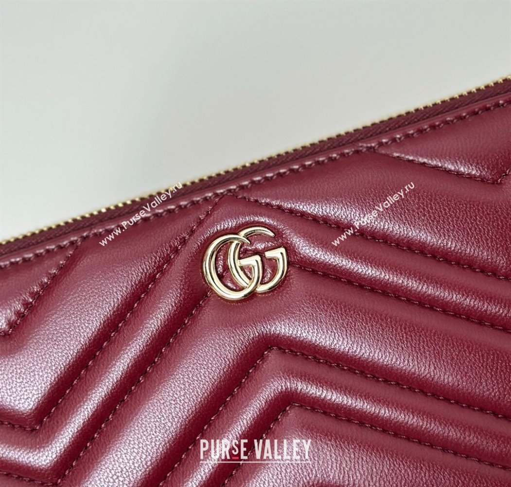 Gucci GG Marmont Leather zip around wallet Ancora Red 2025 837758 (DLH-250808106)