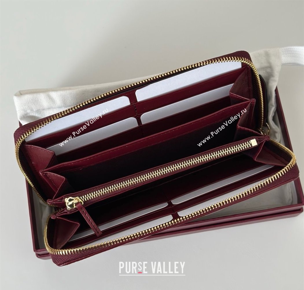 Gucci GG Marmont Leather zip around wallet Ancora Red 2025 837758 (DLH-250808106)