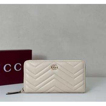 Gucci GG Marmont Leather zip around wallet White 2025 837758 (DLH-250808107)