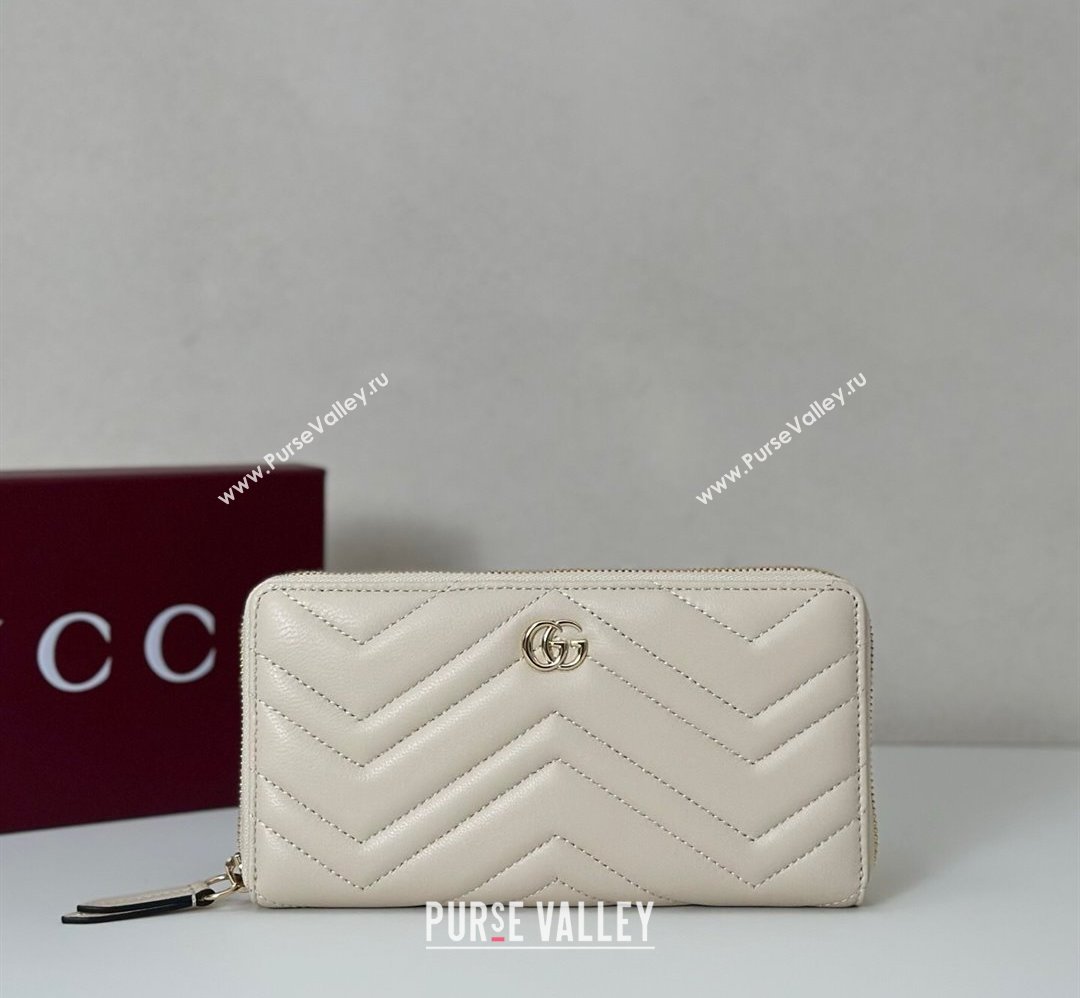 Gucci GG Marmont Leather zip around wallet White 2025 837758 (DLH-250808107)