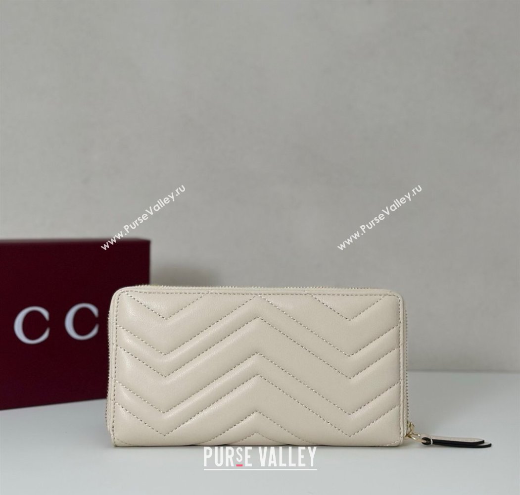 Gucci GG Marmont Leather zip around wallet White 2025 837758 (DLH-250808107)