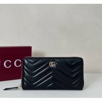 Gucci GG Marmont Leather zip around wallet Black 2025 837758 (DLH-250808108)