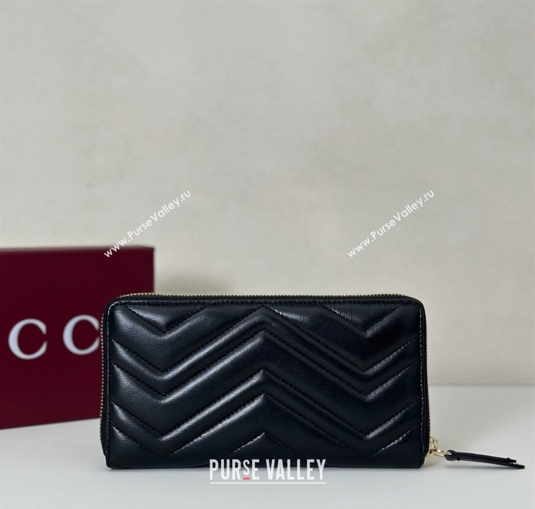 Gucci GG Marmont Leather zip around wallet Black 2025 837758 (DLH-250808108)