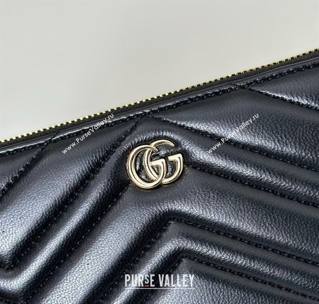 Gucci GG Marmont Leather zip around wallet Black 2025 837758 (DLH-250808108)