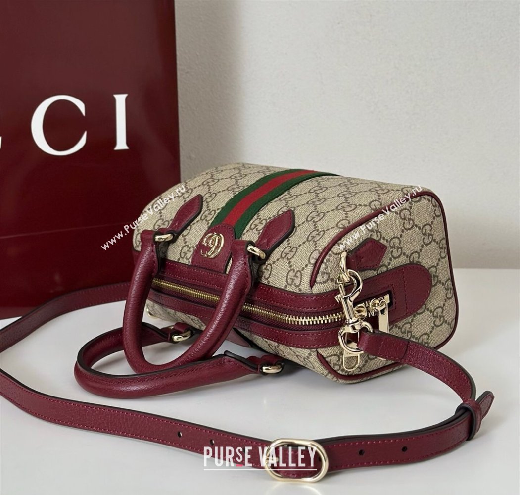 Gucci Ophidia GG Canvas small boston bag Ancora Red 2025 841294 (DLH-250808056)