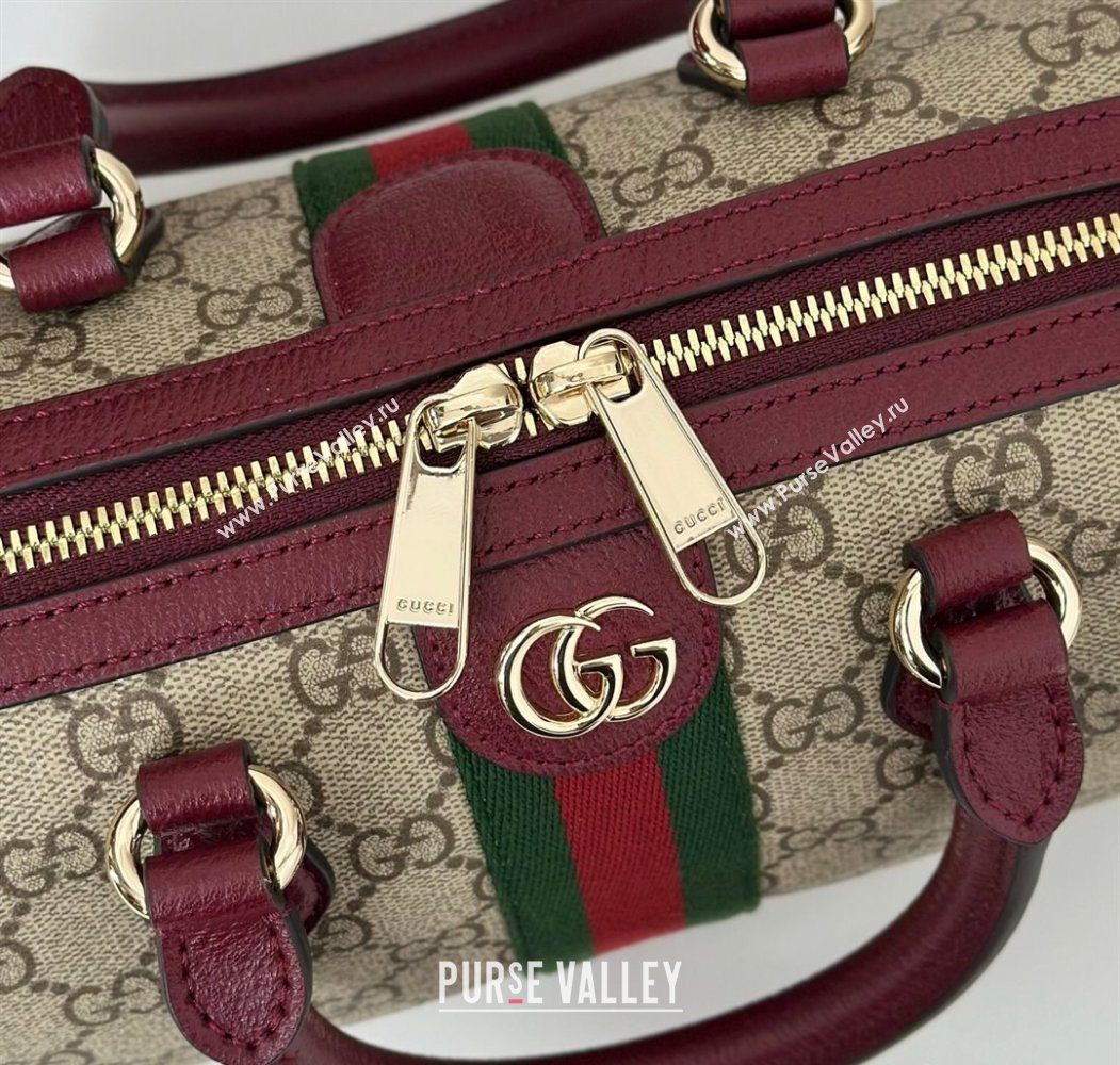 Gucci Ophidia GG Canvas small boston bag Ancora Red 2025 841294 (DLH-250808056)