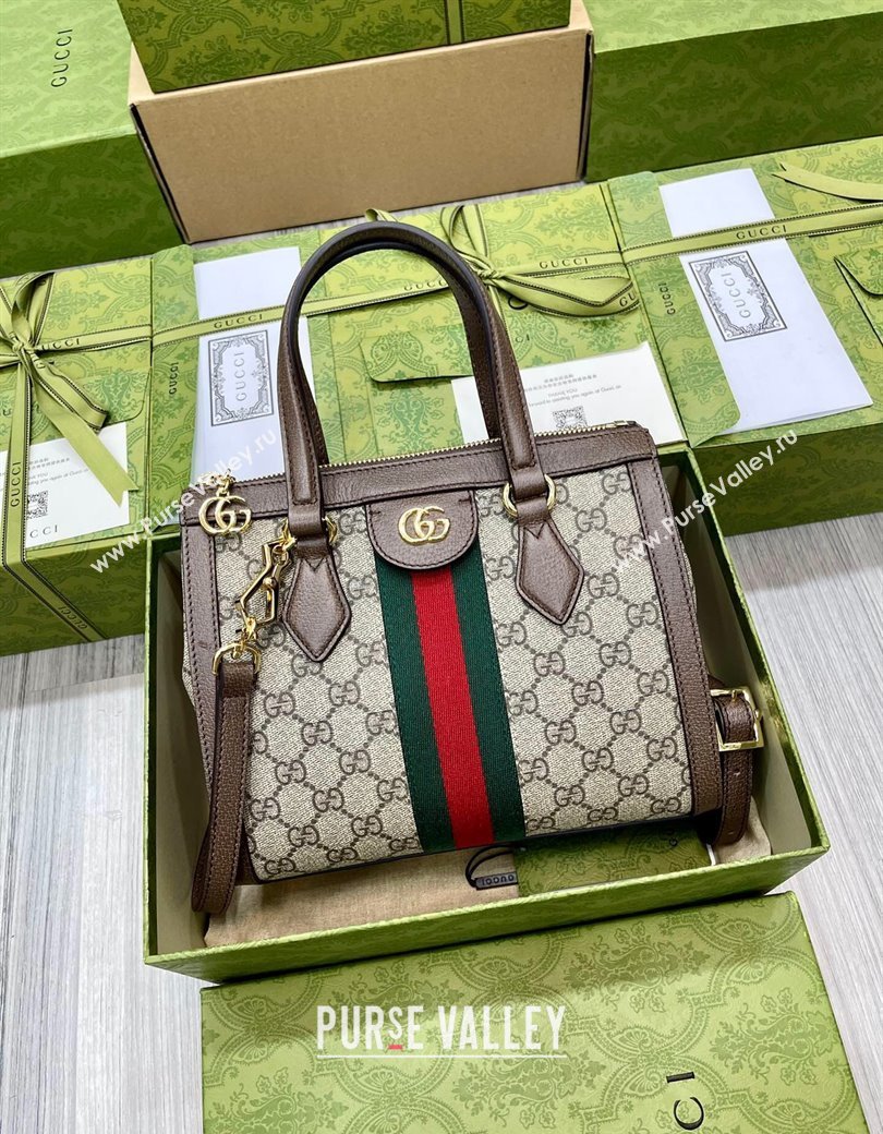 Gucci Ophidia Small GG Canvas Tote Bag 547551 Beige/Brown 2025 (DLH-250808087)