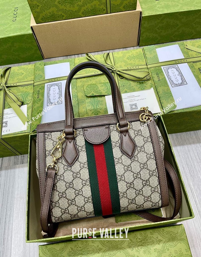 Gucci Ophidia Small GG Canvas Tote Bag 547551 Beige/Brown 2025 (DLH-250808087)