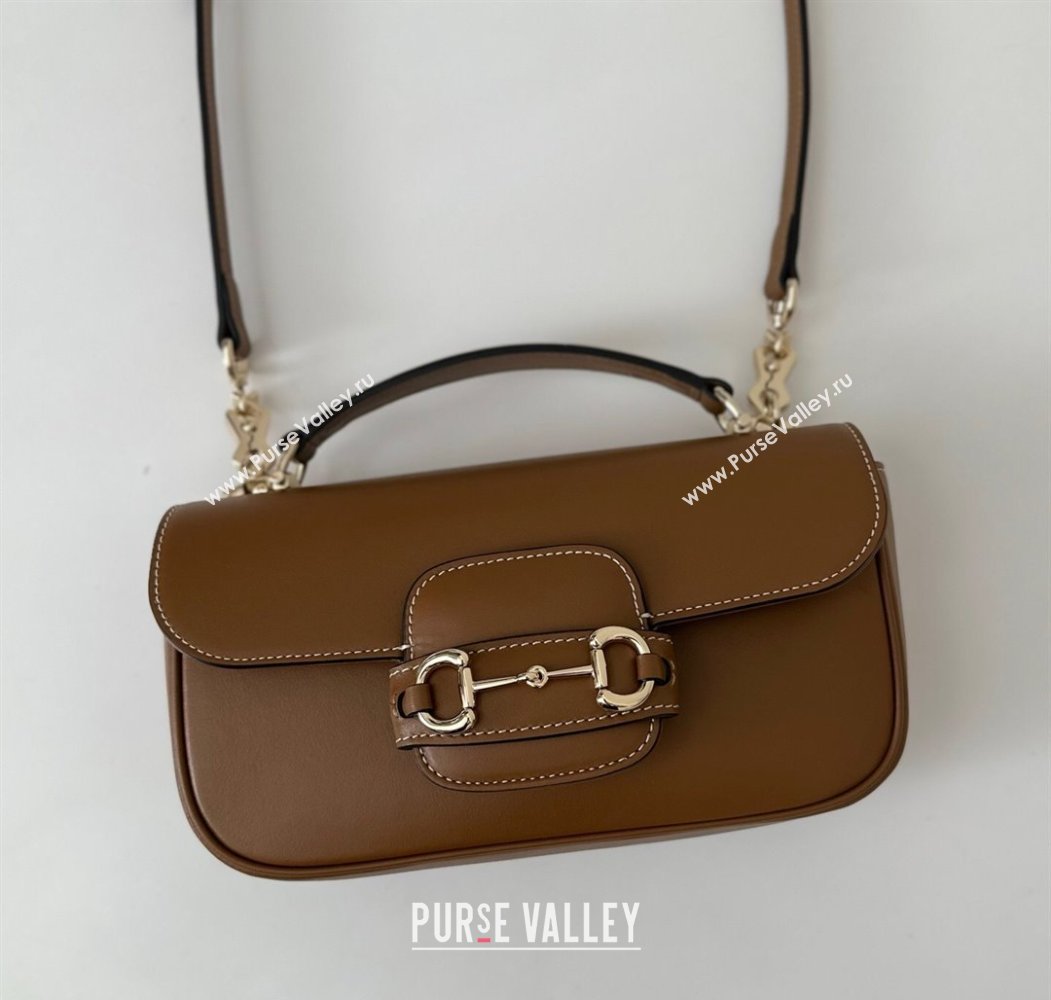 Gucci Horsebit 1955 Leather Small Top Handle Bag Brown 815206 2025 (DLH-250808051)