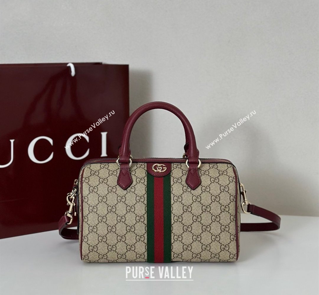 Gucci Ophidia GG Canvas Medium boston bag Ancora Red 2025 836825 (DLH-250808058)