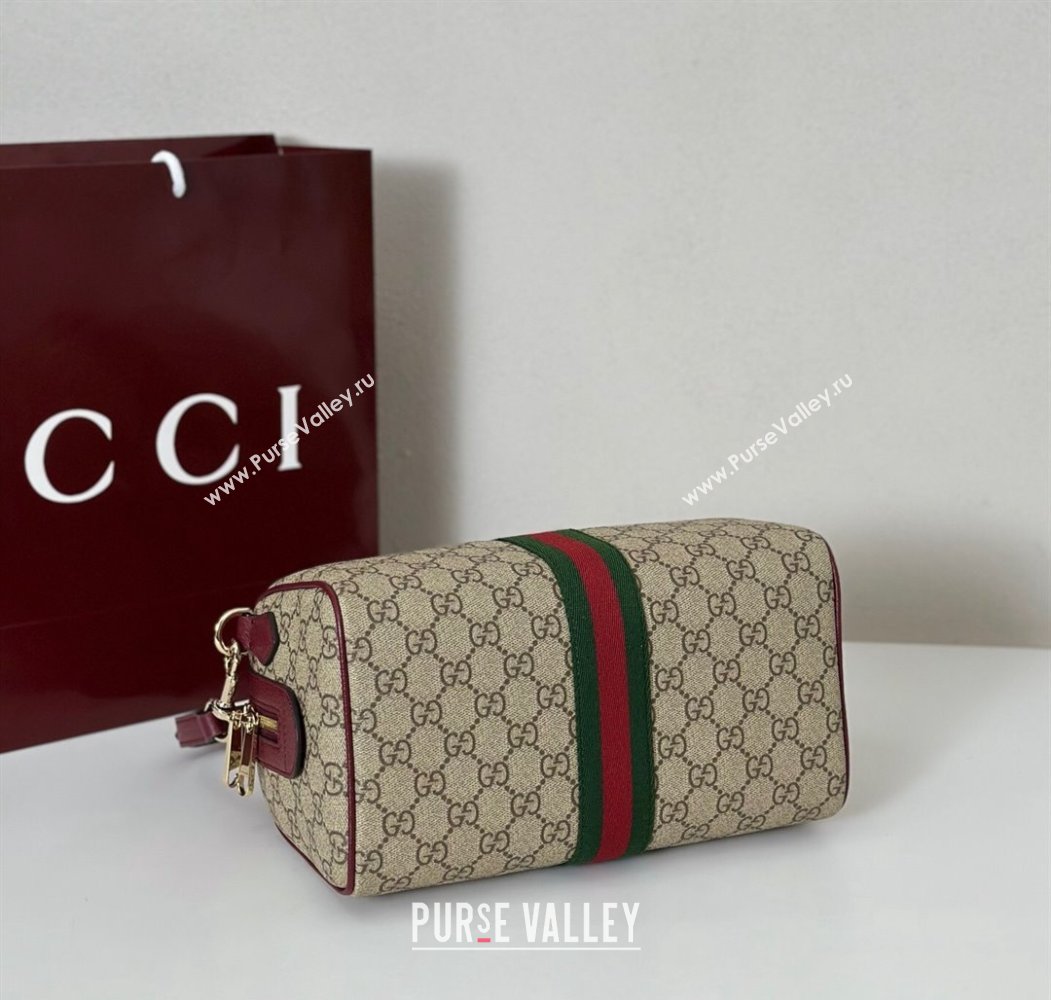 Gucci Ophidia GG Canvas Medium boston bag Ancora Red 2025 836825 (DLH-250808058)